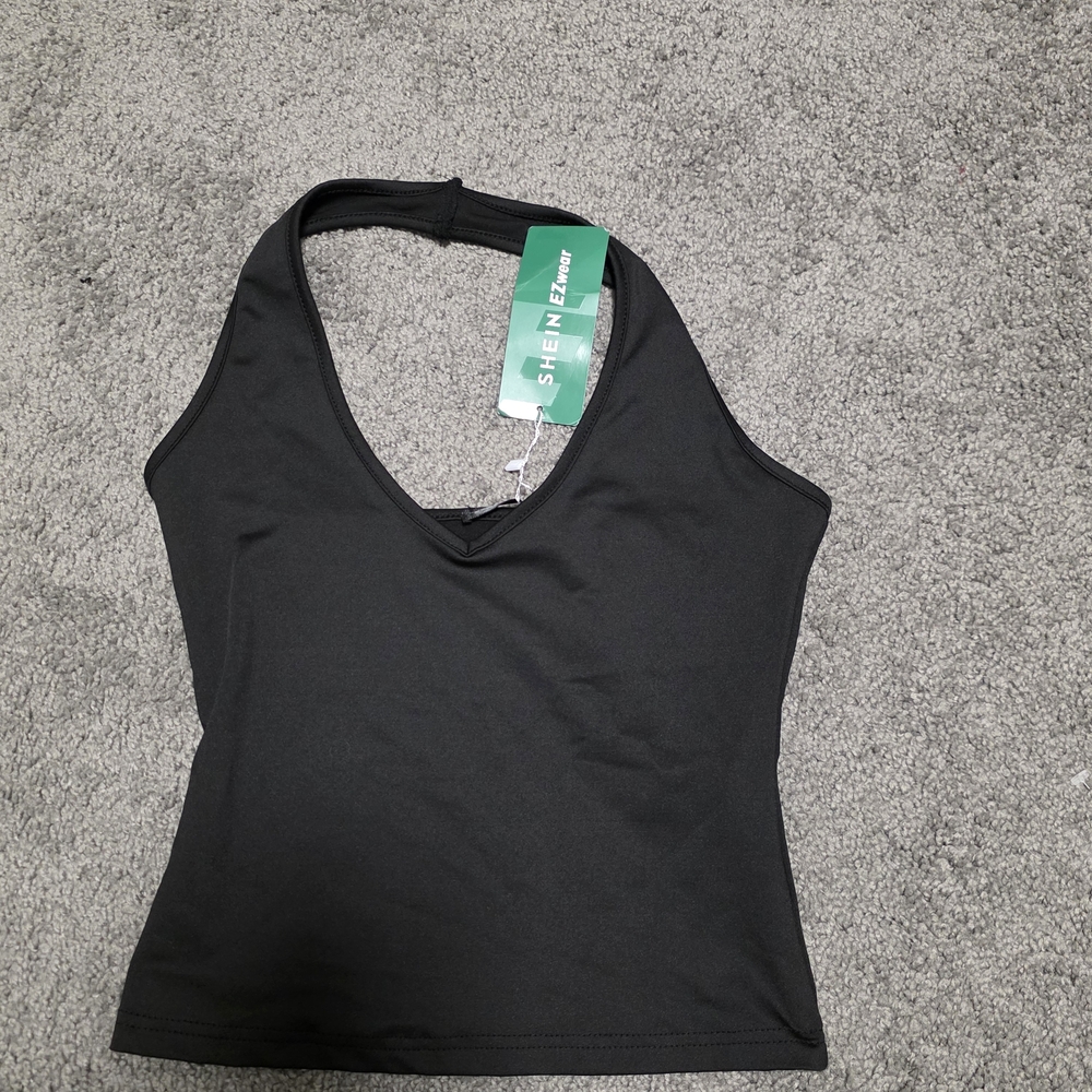 SHEIN Black V-Neck Racerback Tank XS